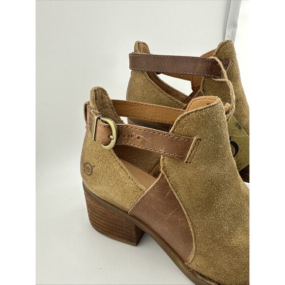 BORN Women's Size 6M Suede Leather Carin Boots TAN Ankle Bootie Buckle Strap NWT - Picture 2 of 14